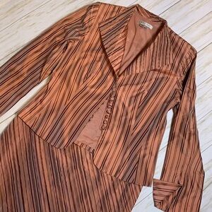 Kay Unger Skirt Suit Dark Peach with Stripes